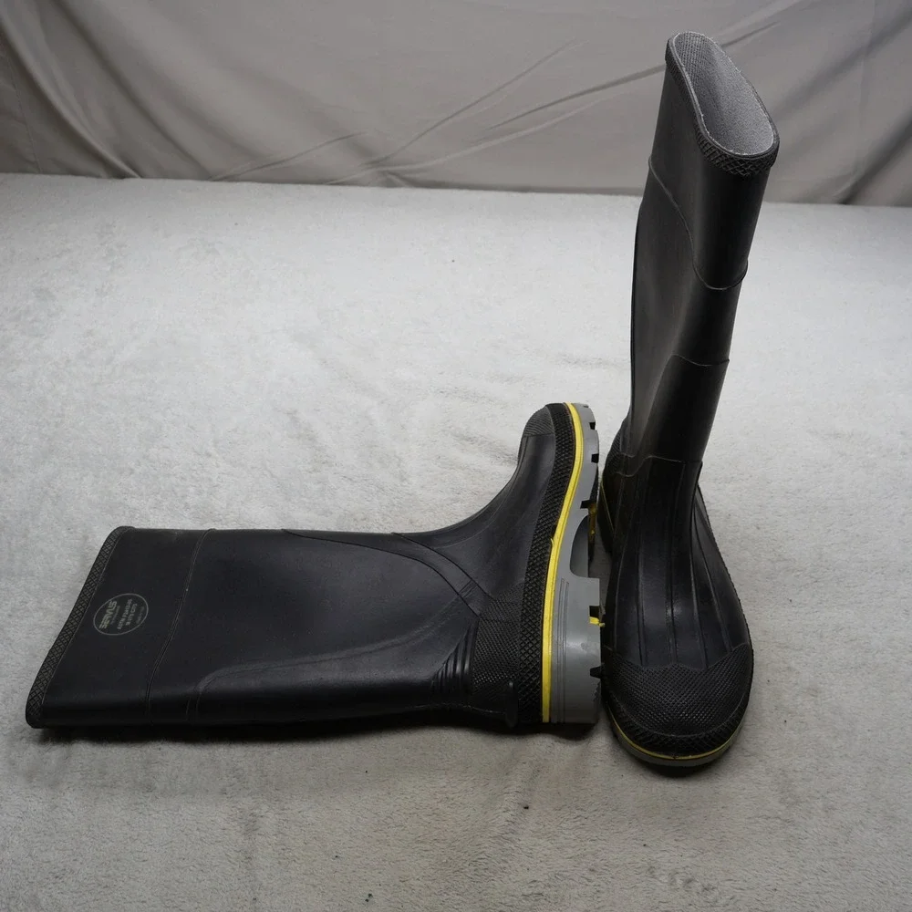 Servus Mens 11 Work Boots Black Rubber Waterproof Steel Toe Safety Utility USA